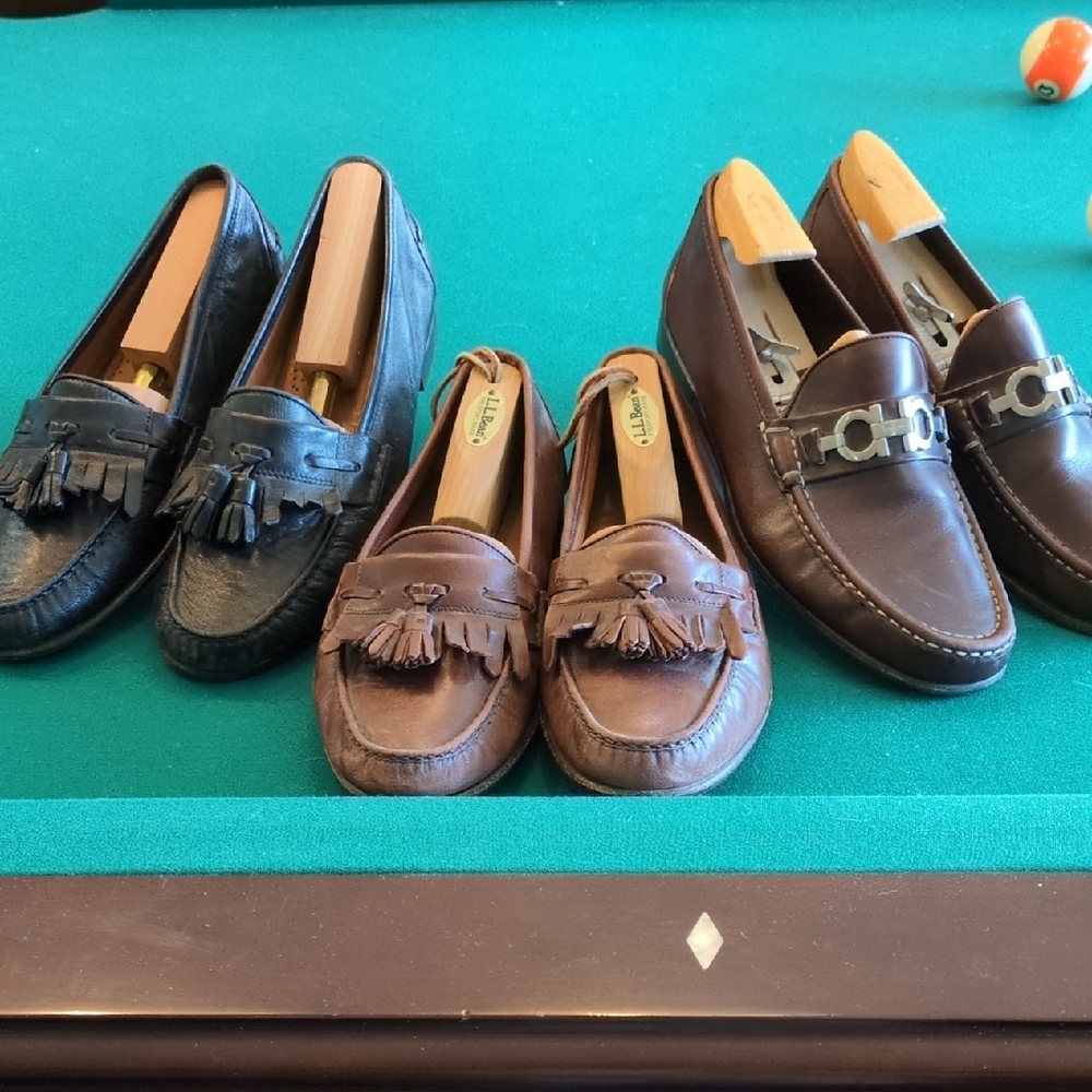 Salvatore Ferragamo Black and Brown Leather Loafer-3 Pair 10EE.  Make an offer.